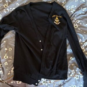 Kappa Alpha Theta Black Cardigan with Embroidered Logo